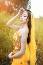 Asian woman dressed imitate Persian dancers Royalty Free Stock Photo